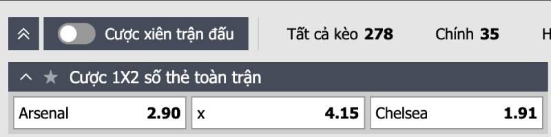 Kèo đội có nhiều thẻ phạt hơn