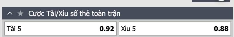 Kèo tài xỉu thẻ phạt
